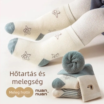 Újszülött baba zokni, téli, vastag terry, meleg, uniszex, 0–12 hónapos, középmagas hosszú zokni