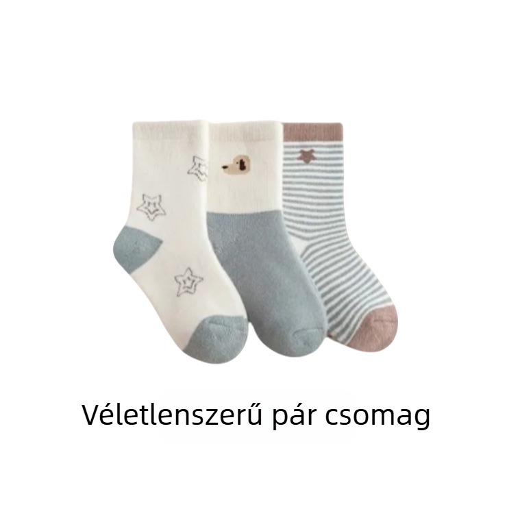 Újszülött baba zokni, téli, vastag terry, meleg, uniszex, 0–12 hónapos, középmagas hosszú zokni
