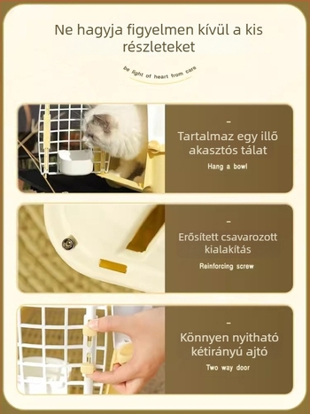 Kényelmes hordozható kisállat-táska macskáknak és kistestű kutyáknak crossbody pánttal; Anyag: PP és vas; Kapacitás: legfeljebb 15 Jin; Keménység: közepes