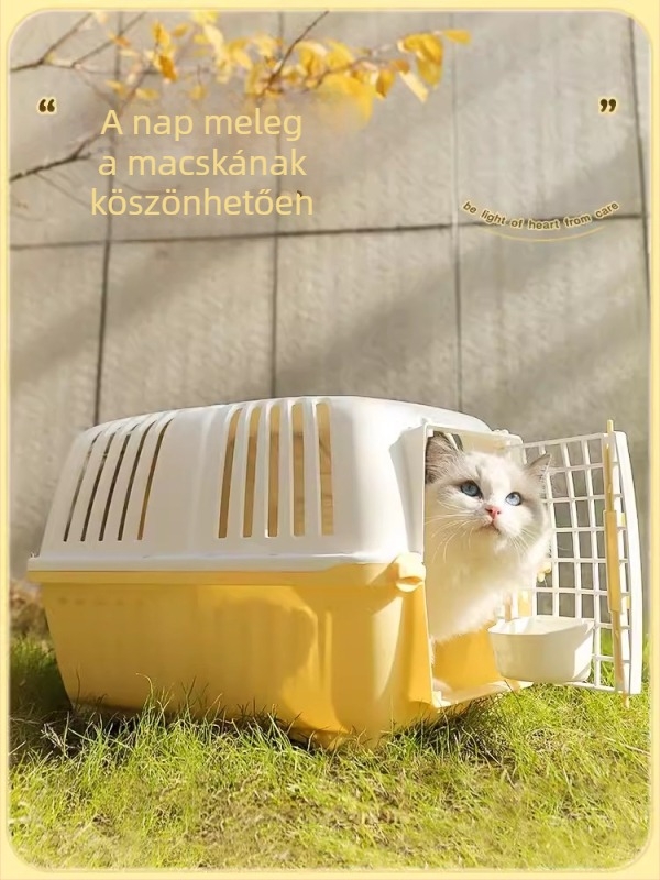 Kényelmes hordozható kisállat-táska macskáknak és kistestű kutyáknak crossbody pánttal; Anyag: PP és vas; Kapacitás: legfeljebb 15 Jin; Keménység: közepes