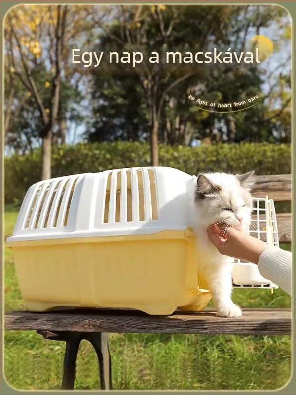 Kényelmes hordozható kisállat-táska macskáknak és kistestű kutyáknak crossbody pánttal; Anyag: PP és vas; Kapacitás: legfeljebb 15 Jin; Keménység: közepes