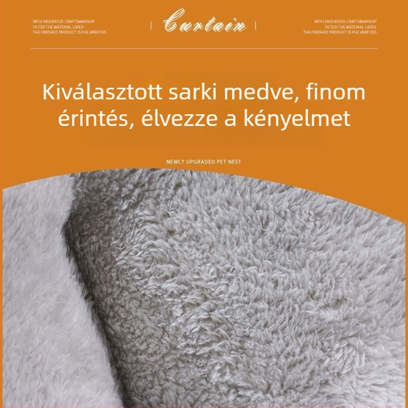 Téli meleg kutya- és macskapihenő, kanapé-stílusú odú, puha egész éves használatra, magas falakkal a szél ellen