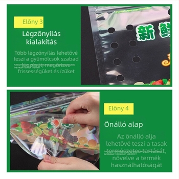 Álló, áttetsző cipzáras zacskó gyümölcsök számára, élelmiszer-minőség, önzáró, napi gyártás 100000, márka Jinnuo