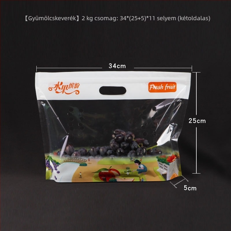 Álló, áttetsző cipzáras zacskó gyümölcsök számára, élelmiszer-minőség, önzáró, napi gyártás 100000, márka Jinnuo