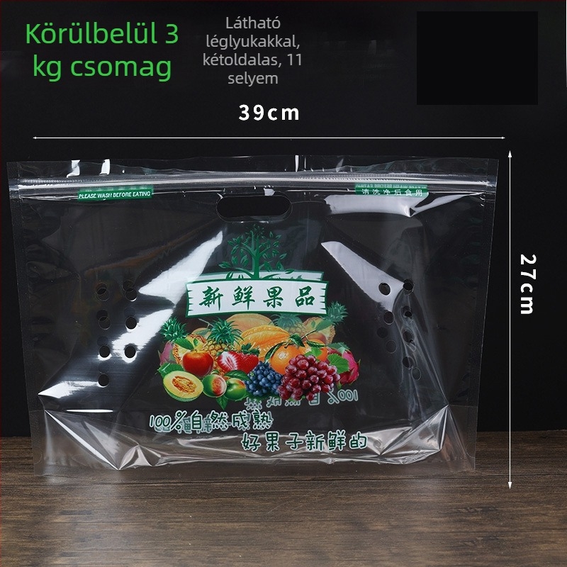 Álló, áttetsző cipzáras zacskó gyümölcsök számára, élelmiszer-minőség, önzáró, napi gyártás 100000, márka Jinnuo