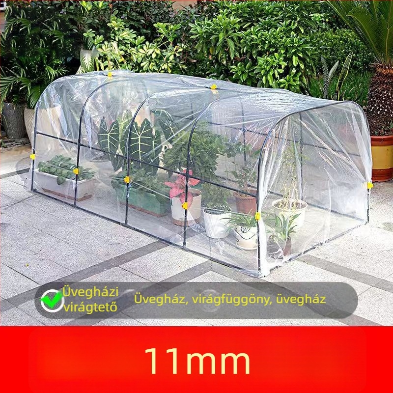 Fűtött izolált üvegház otthoni használatra — műanyag váz, csőváz műanyag bevonattal, növények melegítésére