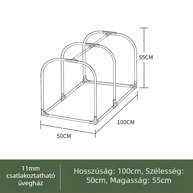 Fűtött izolált üvegház otthoni használatra — műanyag váz, csőváz műanyag bevonattal, növények melegítésére