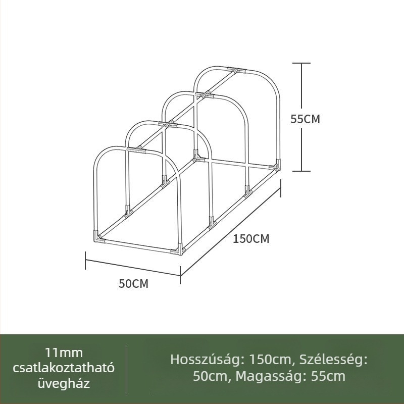 Fűtött izolált üvegház otthoni használatra — műanyag váz, csőváz műanyag bevonattal, növények melegítésére