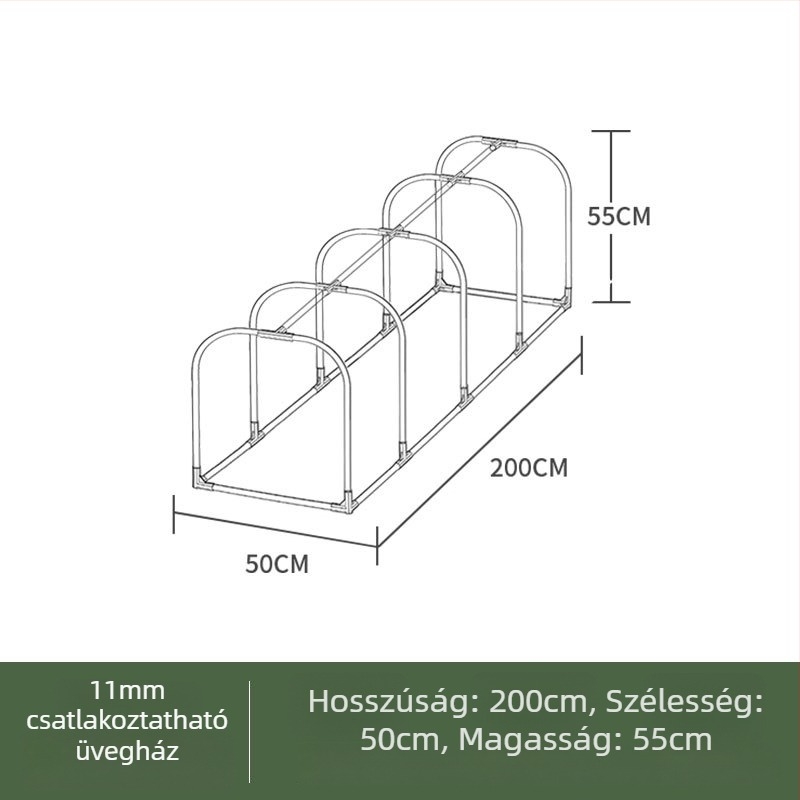 Fűtött izolált üvegház otthoni használatra — műanyag váz, csőváz műanyag bevonattal, növények melegítésére