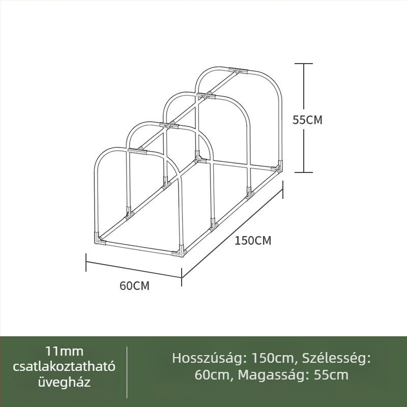 Fűtött izolált üvegház otthoni használatra — műanyag váz, csőváz műanyag bevonattal, növények melegítésére