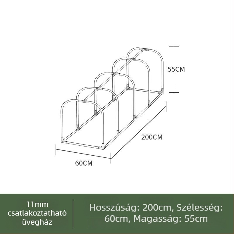 Fűtött izolált üvegház otthoni használatra — műanyag váz, csőváz műanyag bevonattal, növények melegítésére