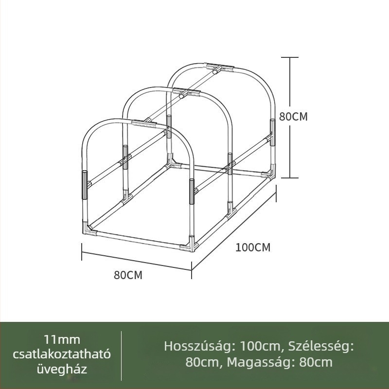 Fűtött izolált üvegház otthoni használatra — műanyag váz, csőváz műanyag bevonattal, növények melegítésére