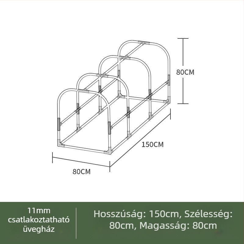 Fűtött izolált üvegház otthoni használatra — műanyag váz, csőváz műanyag bevonattal, növények melegítésére