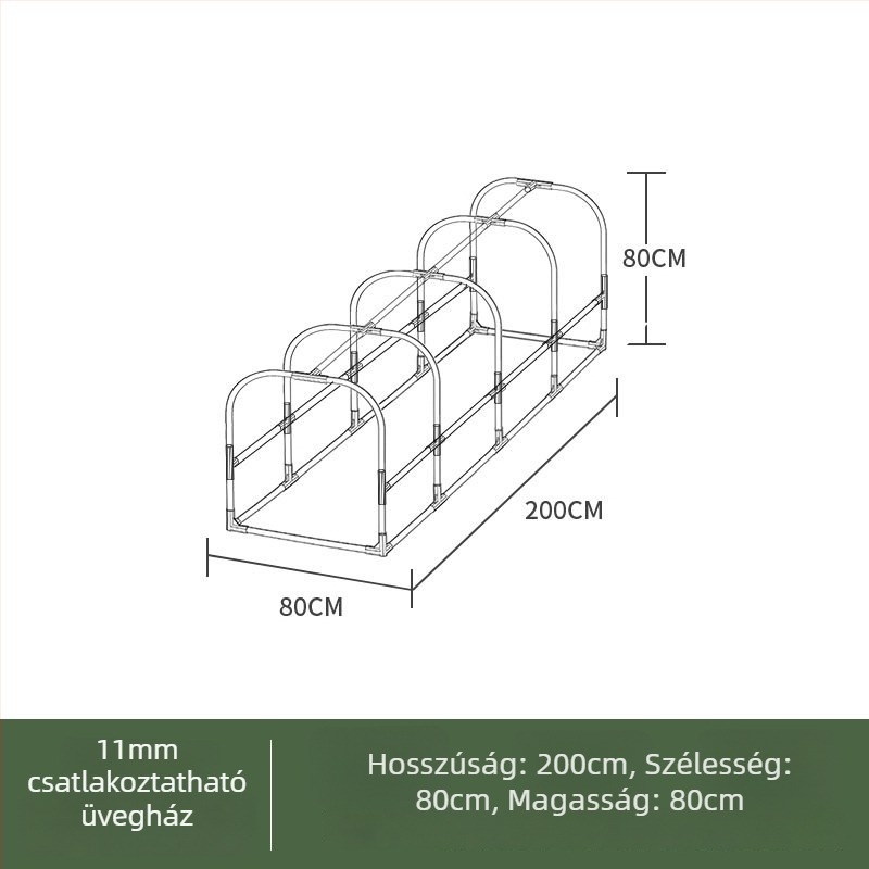 Fűtött izolált üvegház otthoni használatra — műanyag váz, csőváz műanyag bevonattal, növények melegítésére