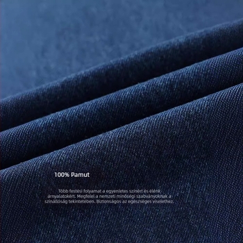 Szabad szabású farmernadrág, széles szárú, mosott denim, 100% pamut, cipzár
