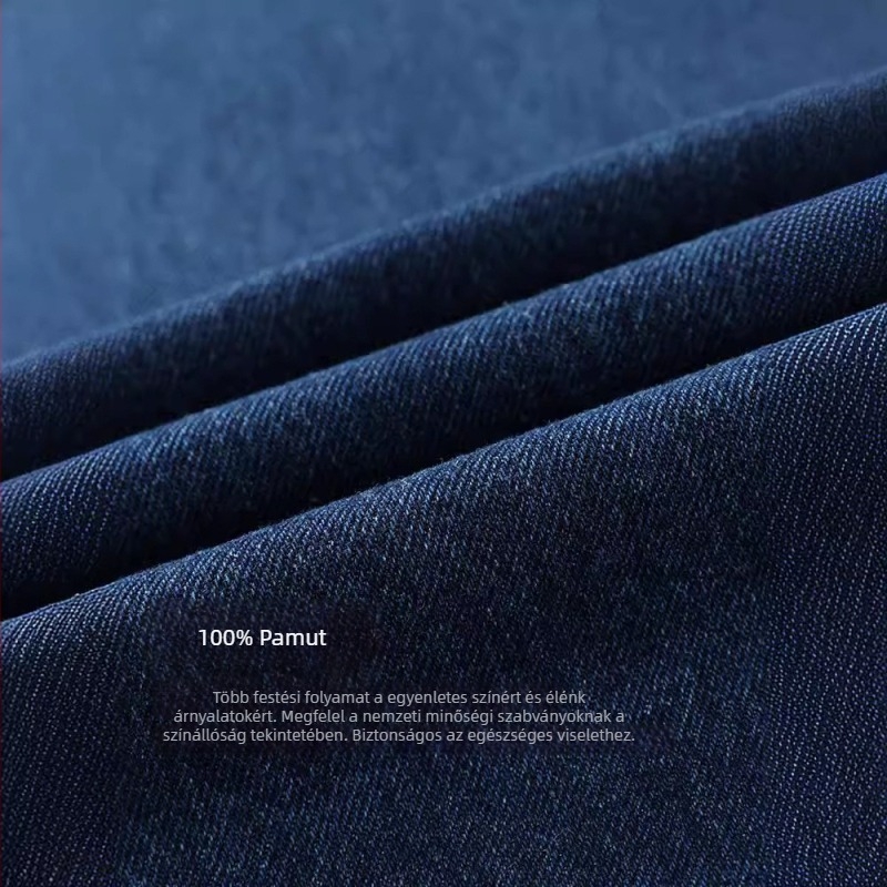Szabad szabású farmernadrág, széles szárú, mosott denim, 100% pamut, cipzár