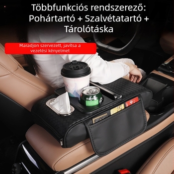 Autó karfájának tároló doboza, középső magasságot növelő párna, univerzális négy az egyben pohártartó és zsebkendő tartó