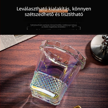 Üvegből készült hamutál fedővel otthonra, autóba és irodába