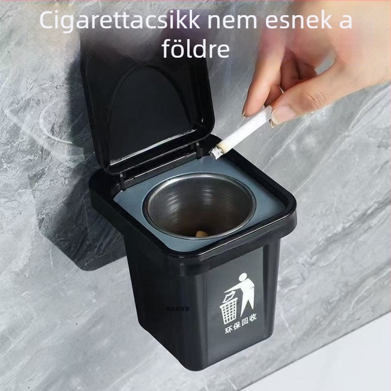 Rozsdamentes acél falra szerelhető hamutartó fedéllel – autóhoz, otthonhoz és a WC-hez