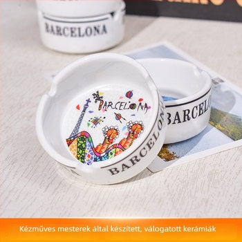 Emelt szélű kreatív kerámia hamutál - színes dizájn; éttermek, szállodák és irodák számára; logónyomás elérhető.