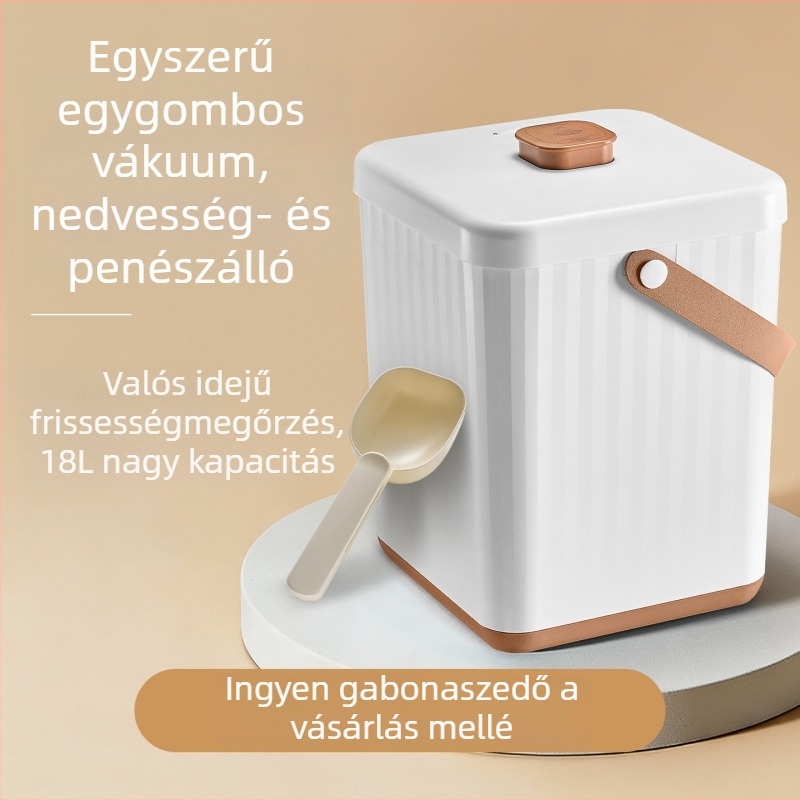 Tuosi 18L-es ABS műanyag vákuumos tárolóedény macska- és kutyaeledelhez – nedvességálló, zárható, nagy kapacitású