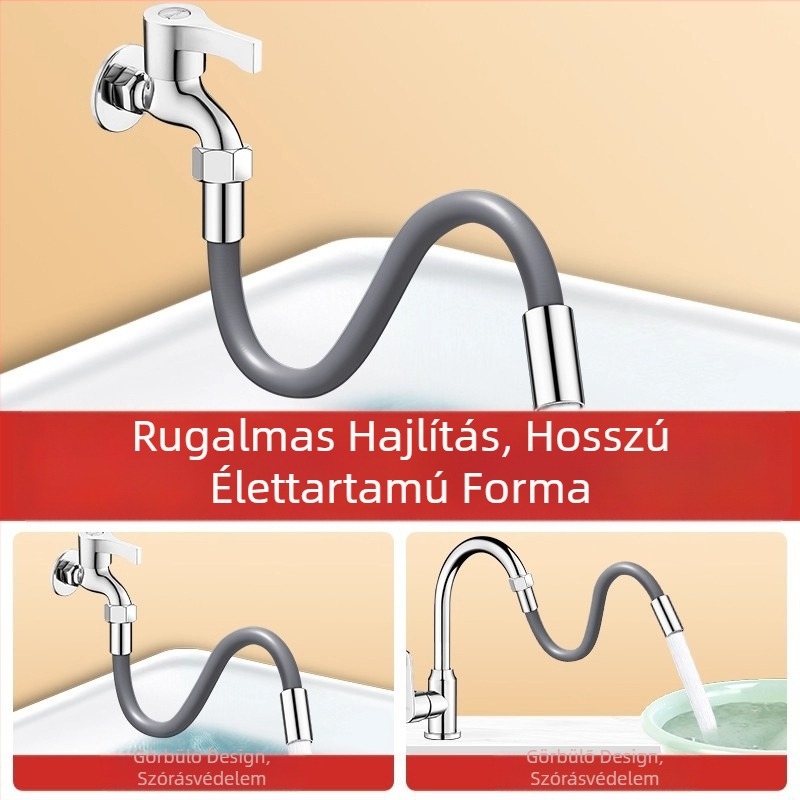 Caixuan csaptelep hosszabbító, rozsdamentes acél és szilikon, modern egyszerű stílus, konyha- és fürdőszoba használatra