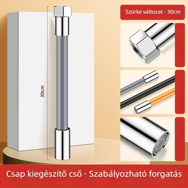 Caixuan csaptelep hosszabbító, rozsdamentes acél és szilikon, modern egyszerű stílus, konyha- és fürdőszoba használatra