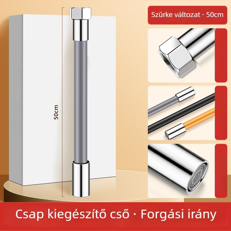 Caixuan csaptelep hosszabbító, rozsdamentes acél és szilikon, modern egyszerű stílus, konyha- és fürdőszoba használatra