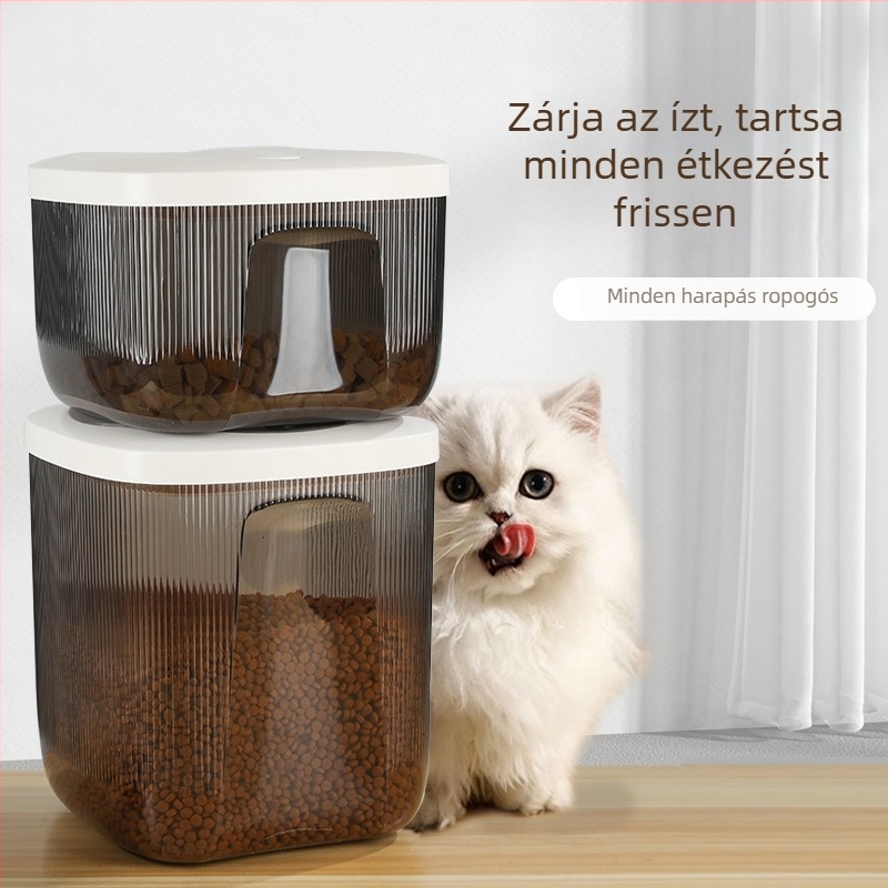 Lusmo macska- és kutyaeledel tároló hordó, PET, zárt, nedvességálló
