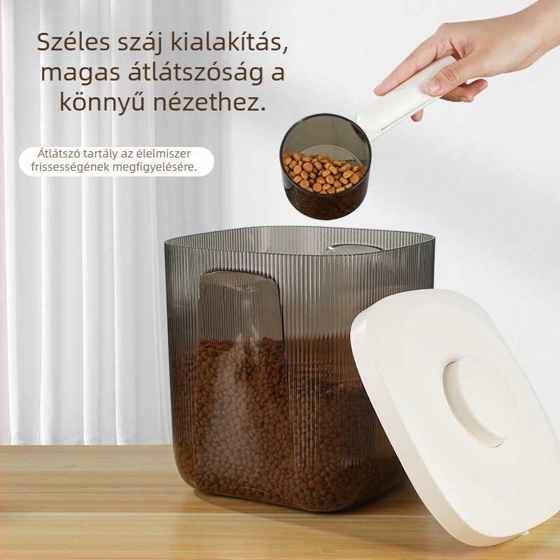 Lusmo macska- és kutyaeledel tároló hordó, PET, zárt, nedvességálló