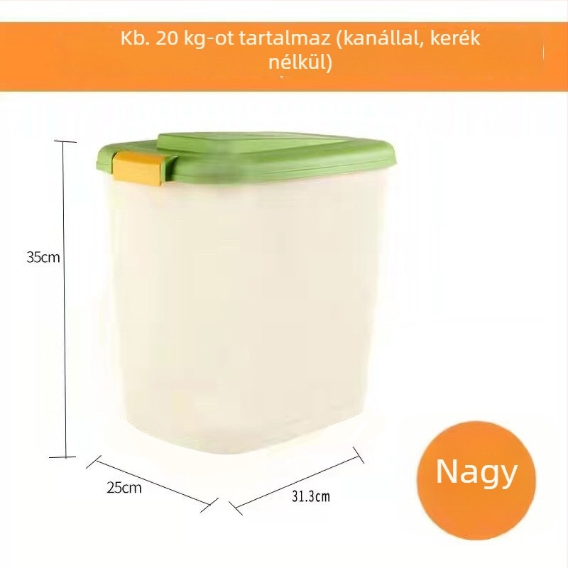 Zárható eledeles tároló háziállatok számára, nagy kapacitású, műanyag, nedvesség- és rovarálló kutyák és macskák számára