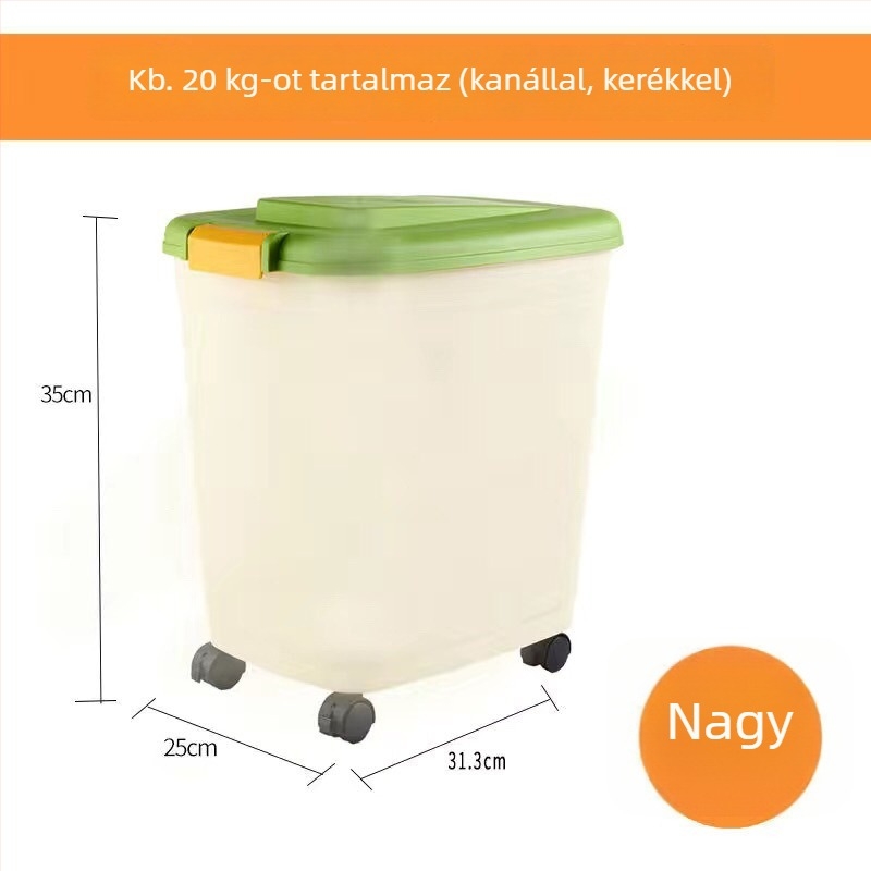 Zárható eledeles tároló háziállatok számára, nagy kapacitású, műanyag, nedvesség- és rovarálló kutyák és macskák számára