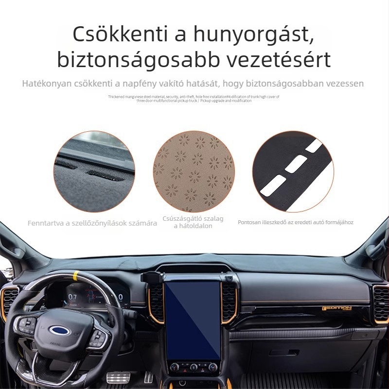 Ushilife Bőr középkonzol pad Ford Rangerhez – hőszigetelés és tükröződés elleni védelem minden évszakra