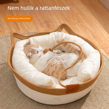 Macskafészek textilekből — fonott konstrukció, Senwei márka, háziállat-fészek