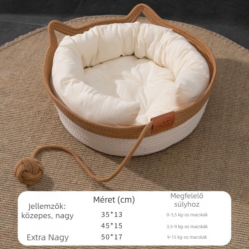 Macskafészek textilekből — fonott konstrukció, Senwei márka, háziállat-fészek