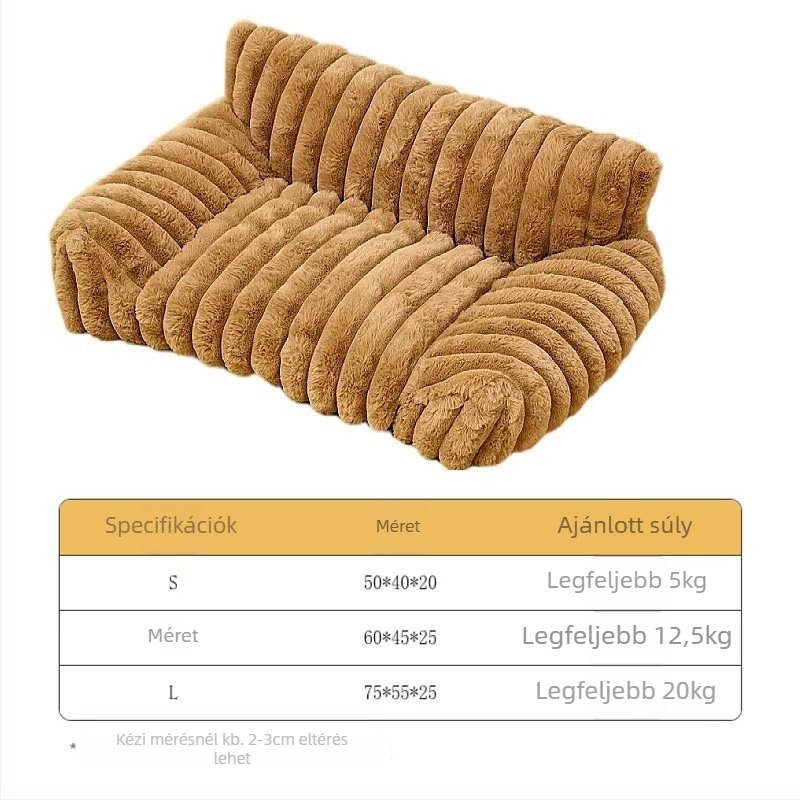 Háziállat ágy — plüss, téli meleg, egész éves használatra, csúszásmentes, mosható.