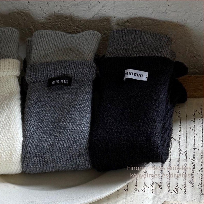 Lányoknak készült koreai stílusú térdhosszú zokni, meleg és vastag kötés az őszi–téli időszakra, patchwork mintával, sokoldalú