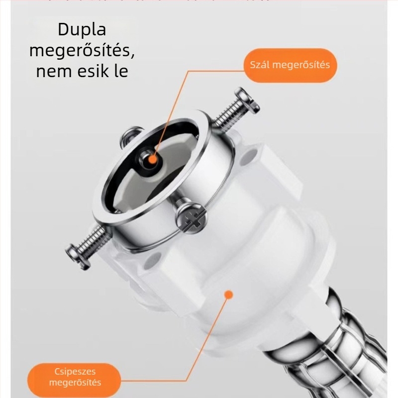 Mosógép bevezetőcső – PVC + rozsdamentes acél, acél fejjel, atmoszférikus nyomás, környezeti hőmérséklet