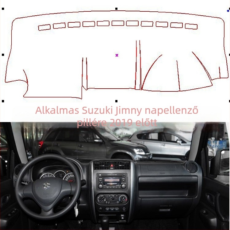 Suzuki Jimny JB23 2008-2017 műszerfalvédő fényvédő párna – minden évszakhoz, poliészter csúszásmentes flanel velúr bőr, testreszabható, márka Windmill Rain Horse