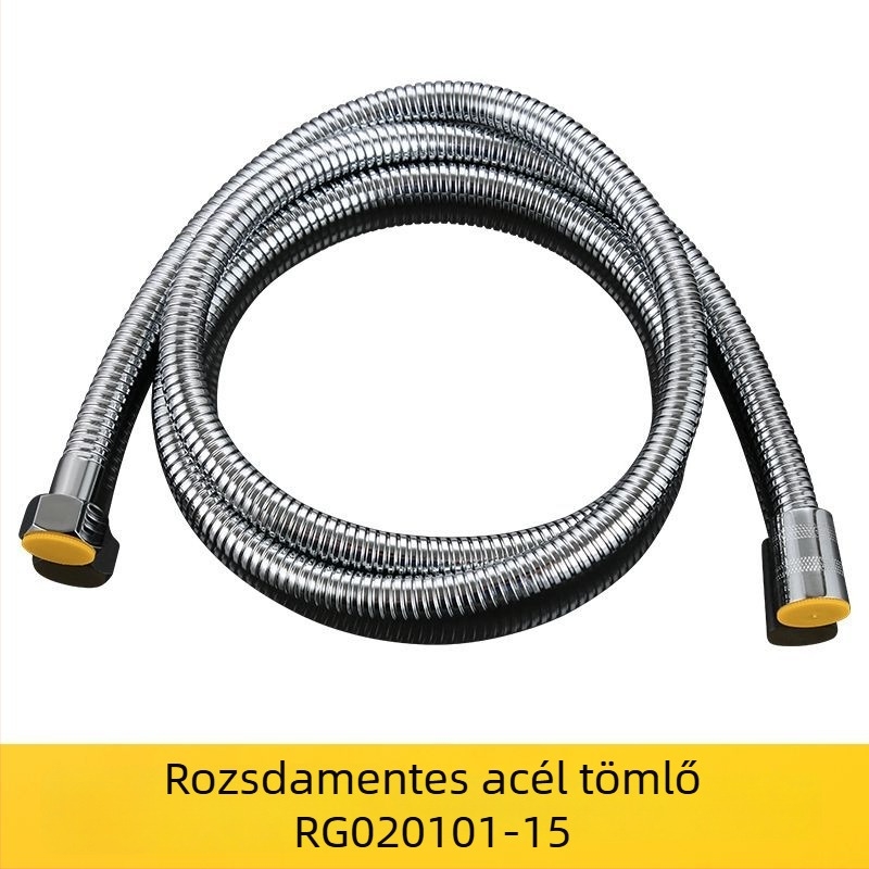 Rozsdamentes acél zuhanycső, modell RG020101, névleges nyomás 1.6, üzemi hőmérséklet 0-100°C, menetes csatlakozás