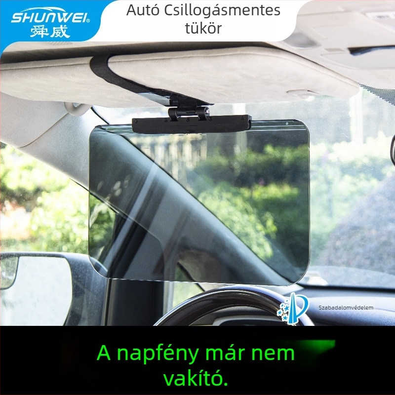Autó anti-glare napellenző tükrös, nappali-és éjszakai használat, snap-in felszerelés, műanyag