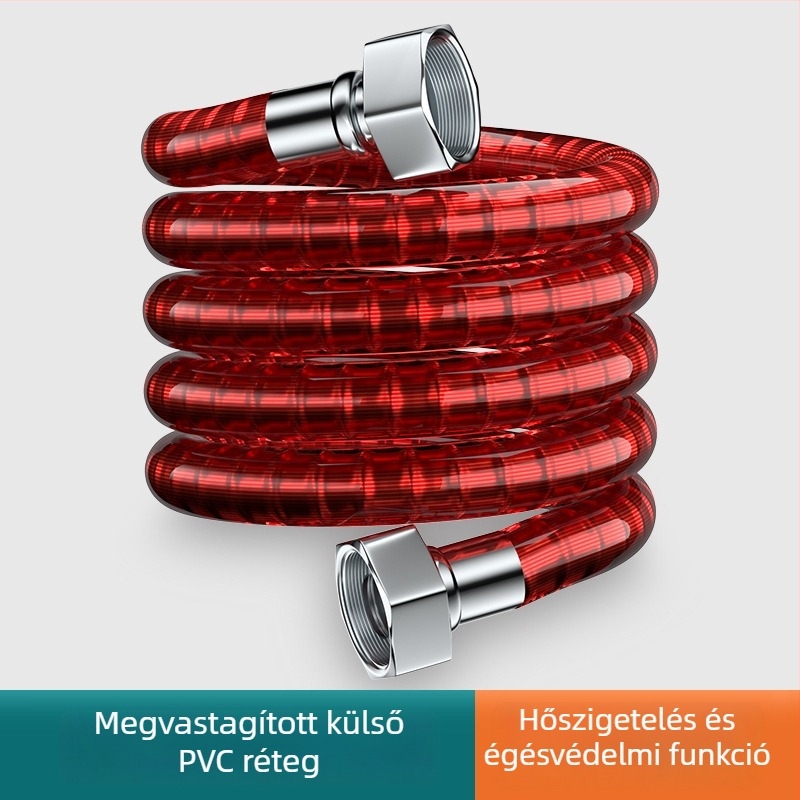 304 rozsdamentes acél hullámos cső gáz-vízmelegítő bemeneti tömlő – nyomás 0,6 MPa, 0–90 °C, gombos telepítés, modell 2024-2-22