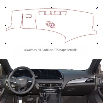Cadillac CT5 műszerfalvédő párna — járműspecifikus, egész éves használatra; anyagok: poliészter, flanel, velúr, bőr, francia bársony