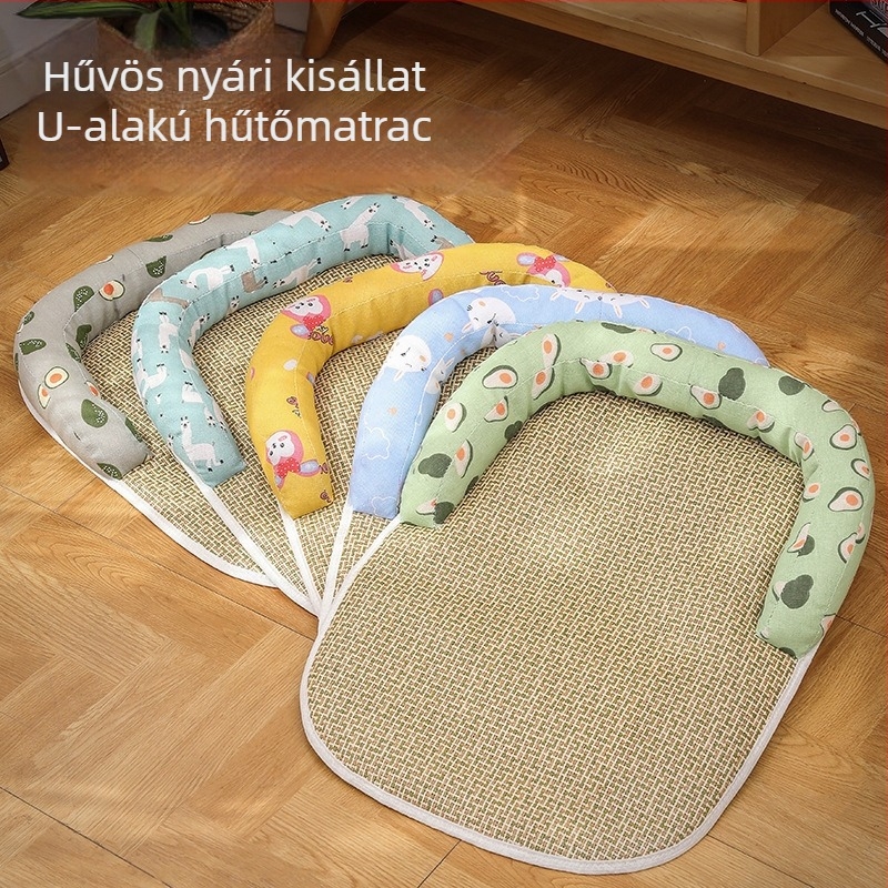 Nyári hűsítő matrac háziállatoknak ratánfészekkel — jéghideg alvó matrac kutyáknak és macskáknak, csúszásmentes alappal
