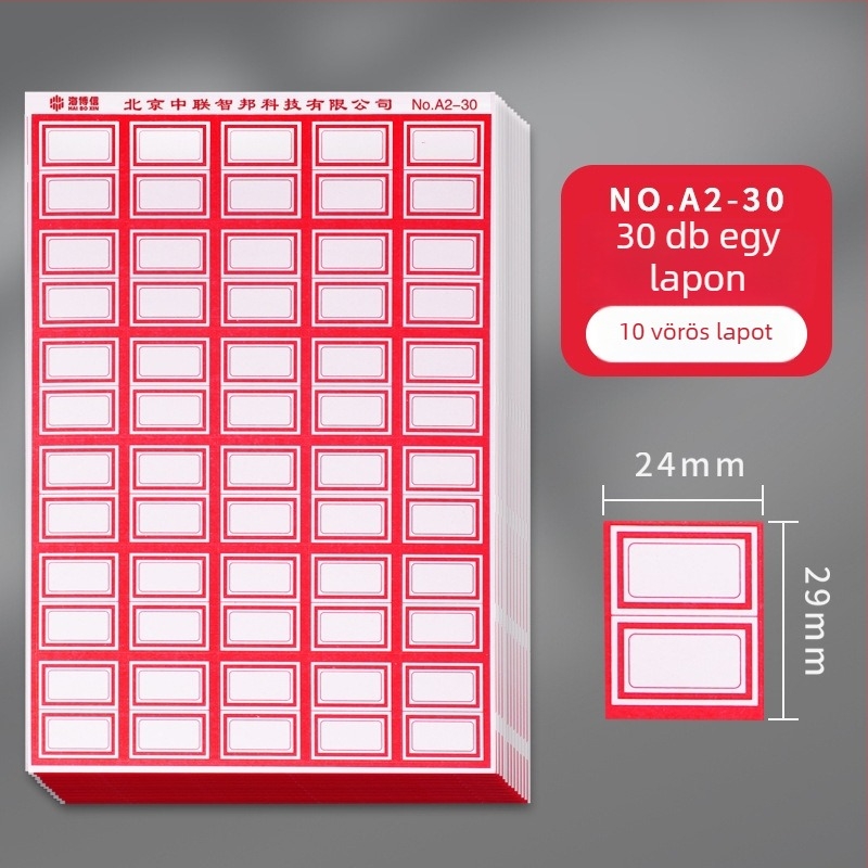 Haiboxin Öntapadós címkék, nem száradó ragasztó, modell A1-30, kézzel írt névtáblák