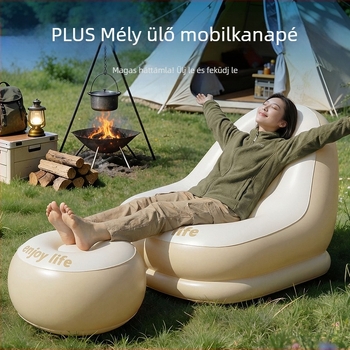 Kempingezésre tervezett, külső elektromos felfújó pumpával ellátott PVC felületű felfújható ágy, súly 1,55 kg, teherbírás 200 kg