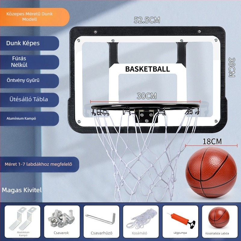 Beltéri és kültéri kosárlabda backboard falra szerelhető, fúrás nélkül, 3 kg