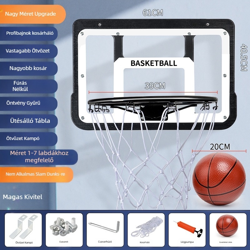Beltéri és kültéri kosárlabda backboard falra szerelhető, fúrás nélkül, 3 kg