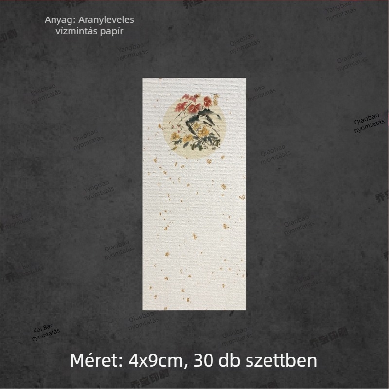 Üres önszalagos címke kézírásos kalligráfiával, vízmintás dizájnnal, retro táj motívumokkal — szilva, orchidea, bambusz és krizantéma tinta-stílusban