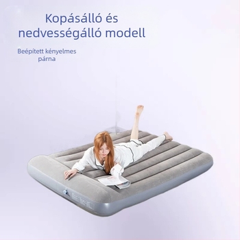Összecsukható, dupla felfújható matrac flockolt felülettel kempingezéshez, külső elektromos pumpával